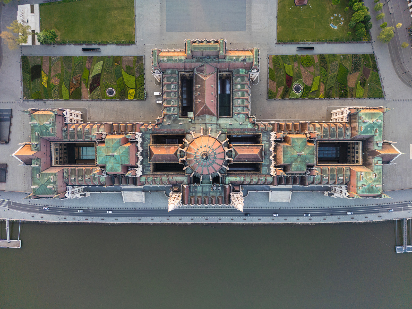 Aerial view of a sports venue from above